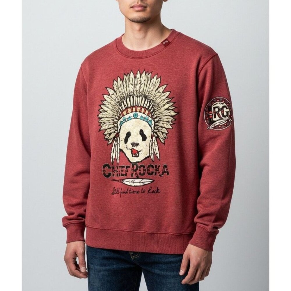 LRG Chief Rocka Crewneck Sweatshirt Red Panda Graphic Print RG Patch Mens M